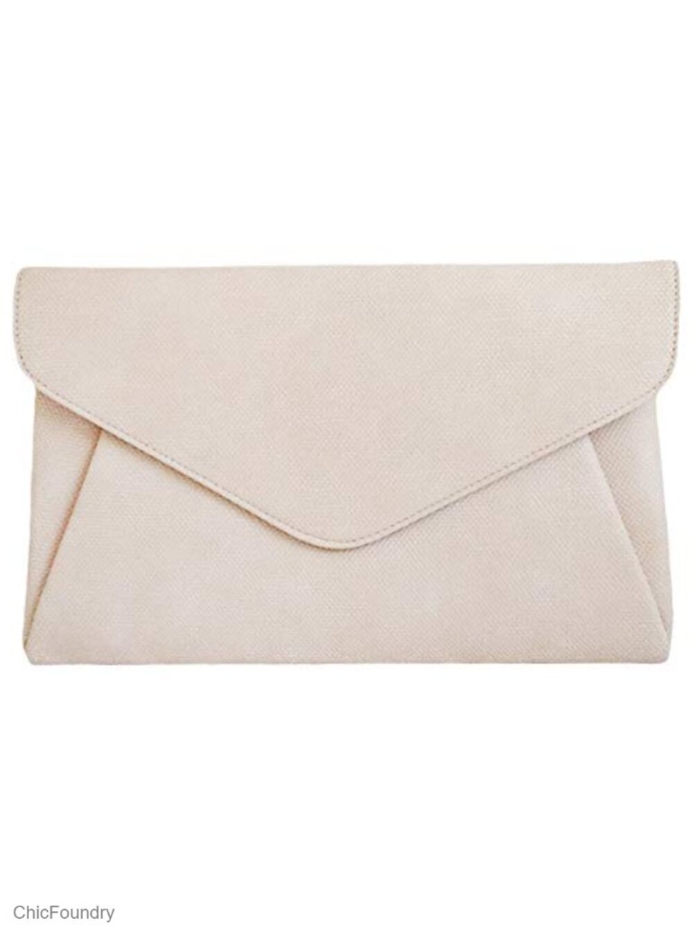Synthetic Leather Double Pocket Envelop Clutch with Crossbody Chain